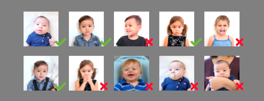 Ejemplos de fotografías de niños